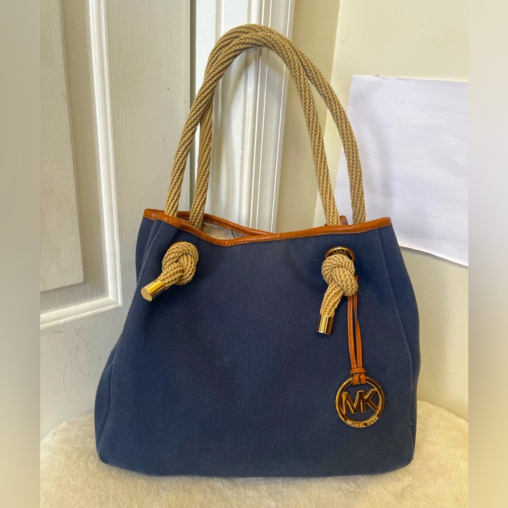 Michael Kors canvas Blue Tote Bag EUC